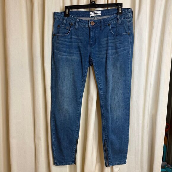 One Teaspoon Freebird II Jeans Women’s Size 28 Medium Wash Ankle Zip Skinny - Picture 1 of 6